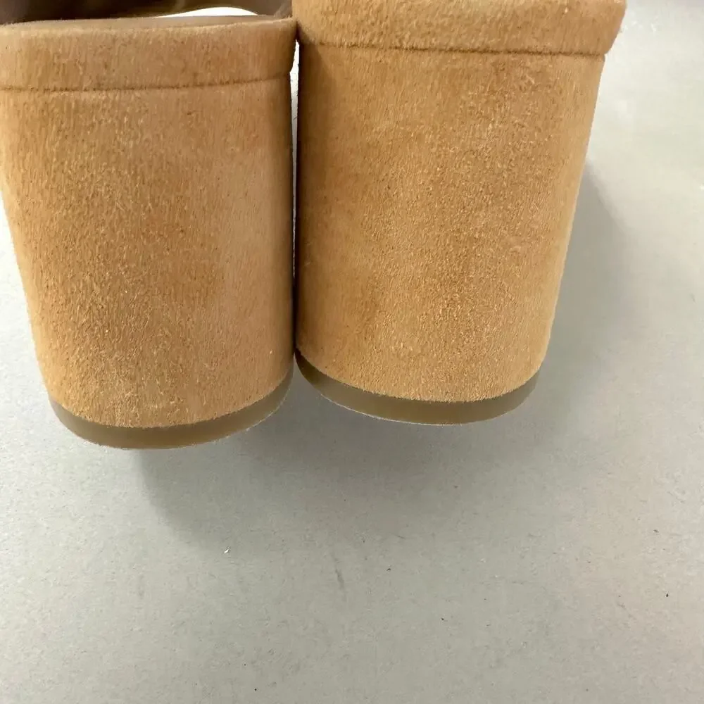 Aerosoles Cornelia Tan Suede Leather Peep Toe Slingback Platform Sandal Size 9.5